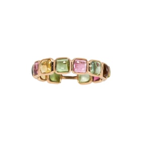 A multi-color tourmaline and 18k gold ring