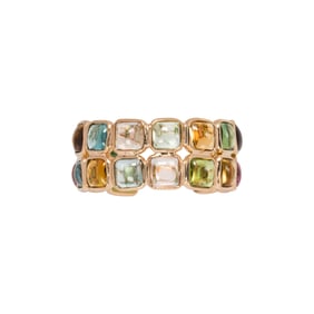 A multi-color tourmaline and 18k gold ring