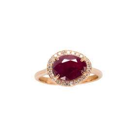 A ruby, diamond and 18k gold ring