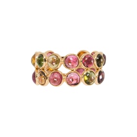 A multi-color tourmaline and 18k gold ring