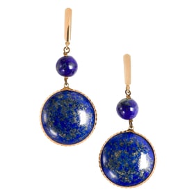 A pair of lapis lazuli and 14k gold dangle earrings