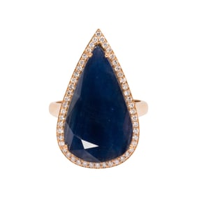A sapphire, diamond and 18k gold ring