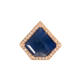 A sapphire, diamond and 18k gold ring