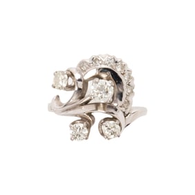 A diamond and 18k white gold ring