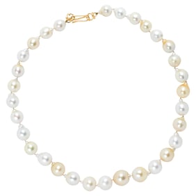 A baroque cultured pearl and 18k gold necklace