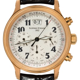 A Schwarz Etienne 18k rose gold Flyback 1902 wristwatch