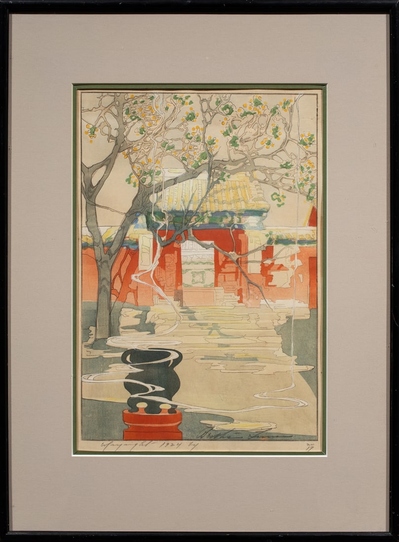 Bertha Lum (1869-1954) - Chofu: Bertha Lum (1869-1954) - Chofu. Woodblock print, dated 1924, edition no. 19, pencil signed lower right, framed and glazed, 13.5"h x 9.25" sight.