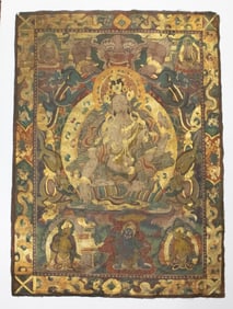 A Tibetan thangka depicting Vajrasattva