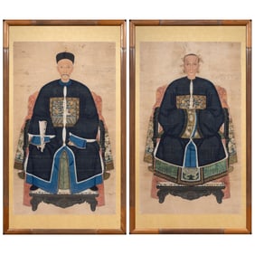 A pair of Chinese ancestor portraits