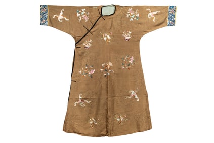 A Chinese yellow ground satin informal lady's robe