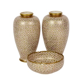 (lot of 3) Japanese Satsuma vases and bowl