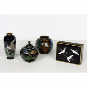 (lot of 4) Japanese cloisonne enameled articles