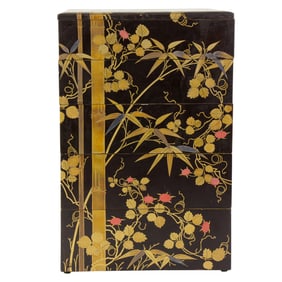 A Japanese lacquered five-tiered picnic box
