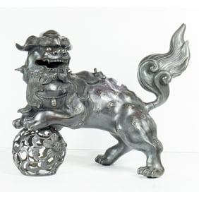A Japanese bronze shishi koro censer