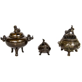 (lot of 3) Japanese bronze censers
