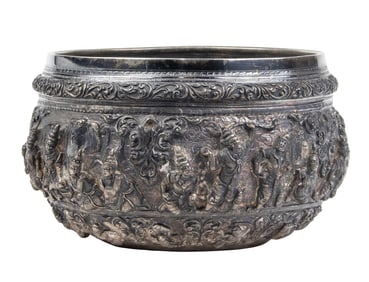 A Burmese silver bowl