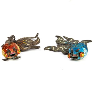 (lot of 2) Chinese enameled silver filigree fishes