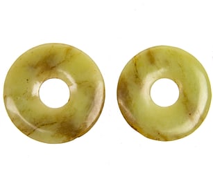 (lot of 2) Chinese celadon jade discs