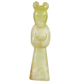 A Chinese celadon jade figure