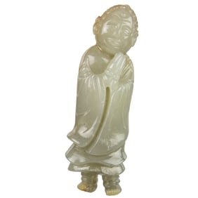 A Chinese celadon jade Buddha