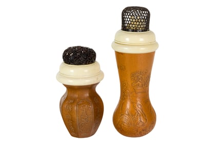 (lot of 2) Chinese molded gourd cricket cages