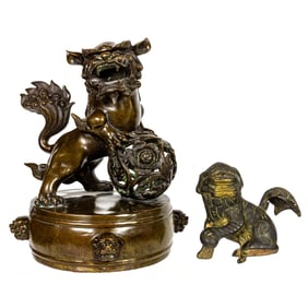 (lot of 2) Chinese bronze foo dogs