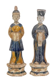 (lot of 2) Chinese sancai glazed tomb figures
