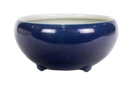 A Chinese cobalt blue glazed censer
