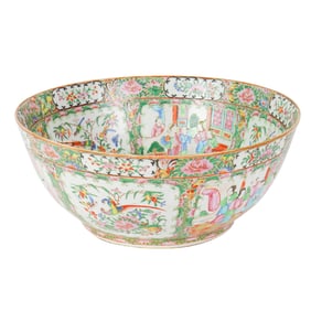 A Chinese canton rose medallion punch bowl
