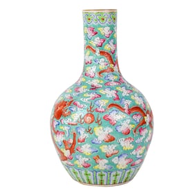 A Chinese famille rose dragon vase
