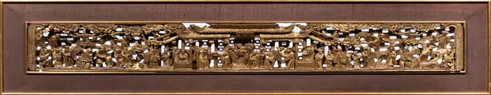 A Chinese gilt lacquered horizontal panel