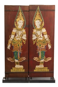 A pair of Chinese rosewood curio shelves