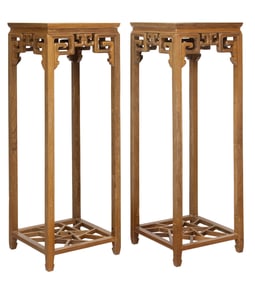 A pair of Chinese tieli wood square stands