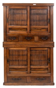 A Japanese two-section keyaki chest