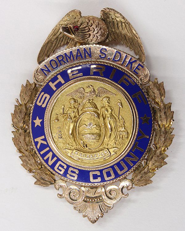 14k gold Kings County New York Sheriff badge Lot 2102