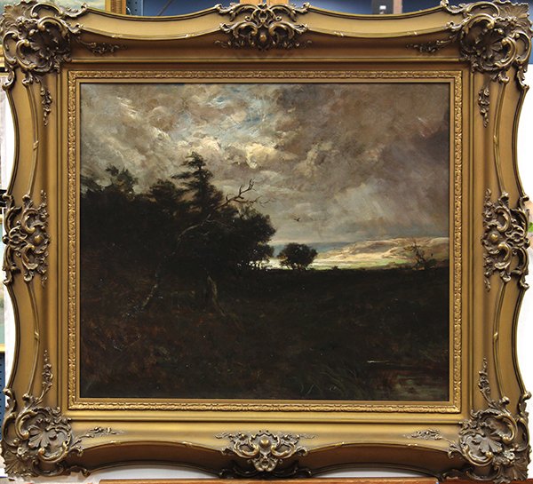 William Keith, Carmel Coast, oil on canvas: William Keith (Californian, 1838-1911), Carmel Coast, oil on canvas, signed lower right, canvas: 23"h x 27"w, overall (with frame): 33.5"h x 37.5"w