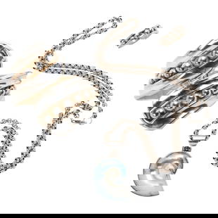 A group of silver jewelry: A group of silver jewelryComprising a cuff, necklace and ring; 98.90 grams gross