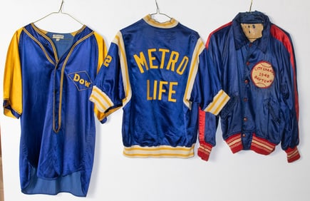 Three vintage minor league or high school baseball silk jackets