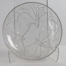 A French Verlys dragonfly glass charger
