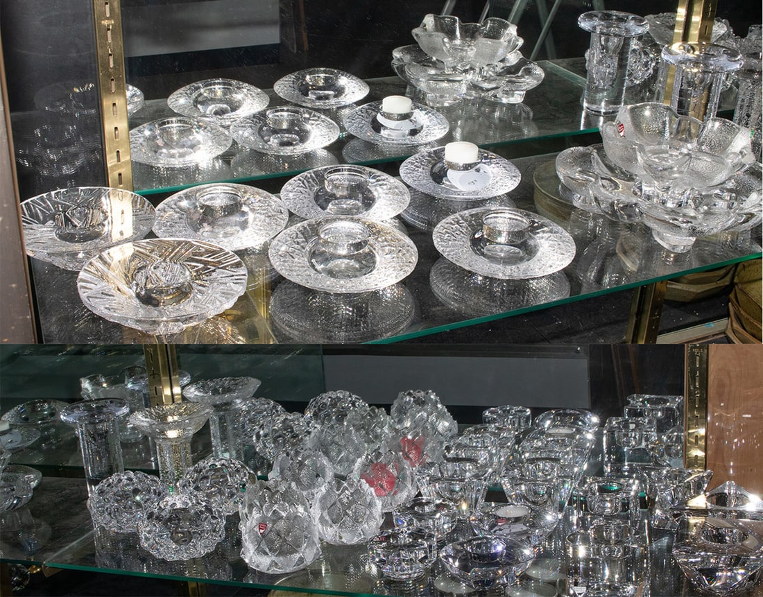 A group of thirty Orrefors glass votives and dishes (1 of 1)
