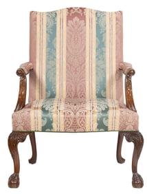 A contemporary mahogany library chair