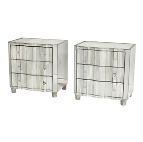 A pair of Contemporary Hollywood Regency style mirrored chests