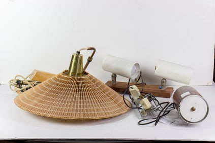 Three vintage light fixtures