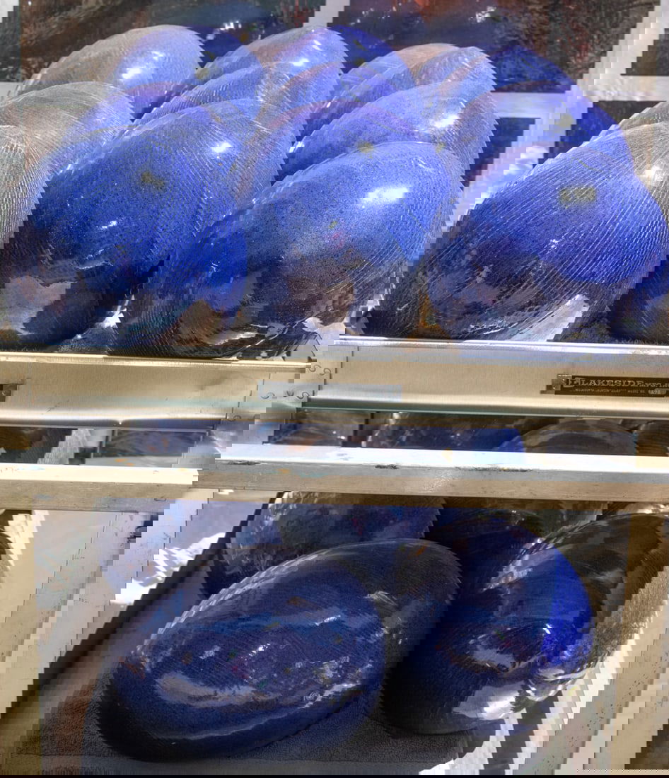 A group of seventeen glazed and incised ceramic ball ornaments (1 of 1)