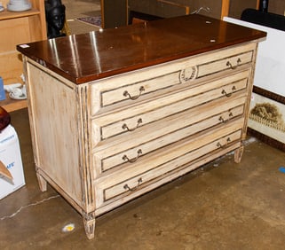 A Julia Gray New York polychrome decorated chest of drawers in the Neoclassical taste