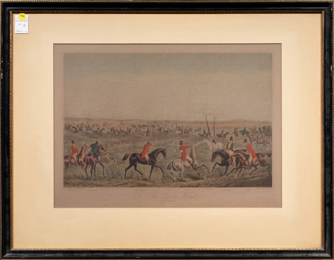 Prints, Henry Thomas Alken: (lot of 8) Henry Thomas Alken (British, 1784-1851), Various Scenes, lithographs with hand coloring, overall (with frame, for largest): 24.75"h x 32"w