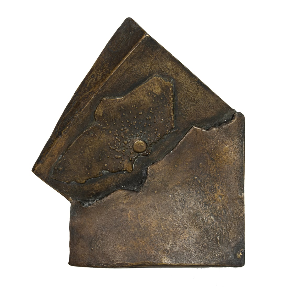 Sculpture, American School (20th century): American School (20th century), Untitled (Folded Square), bronze sculpture, signed "Narsh" indistinctly beneath, overall: 9.5"h x 8"w x 2"d