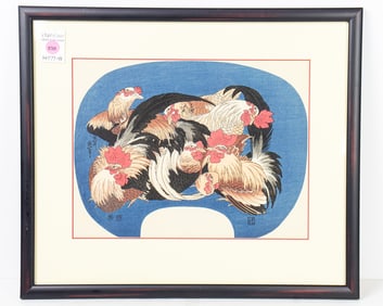 After Katsushika Hokusai (1760-1840) - Flock of Chicken