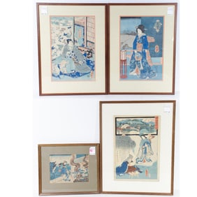 (lot of 4) Japanese woodblock prints