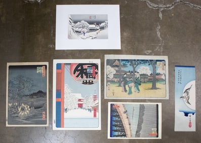 A group of Japanese woodblock prints by Hiroshige